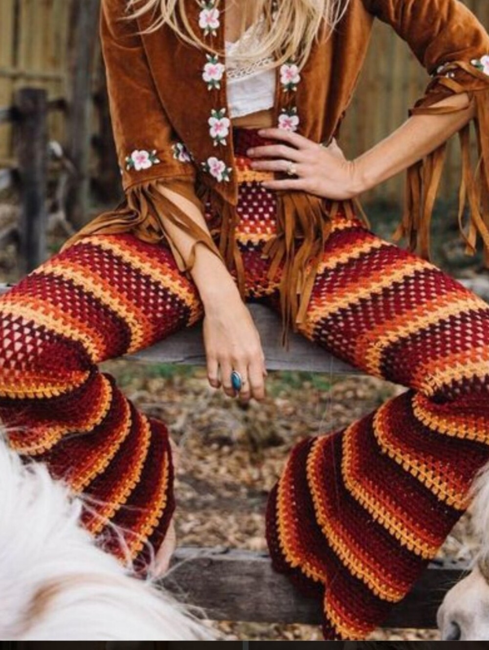 ISO MAJOR ISO Chasing Unicorns Idian Sunset Pants & Cream Crochet Skirt